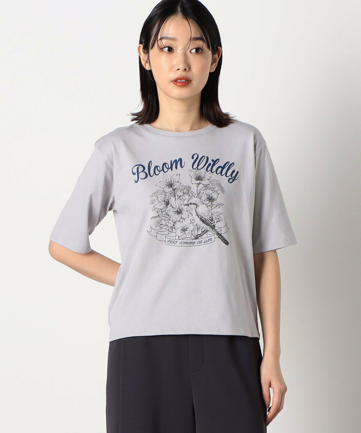 ヴィンテージ風 5分袖プリントTシャツ